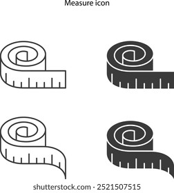 measure icon about length or width on white background background, outline icon and glyph icon style.