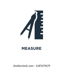 Measure icon. Black filled vector illustration. Measure symbol on white background. Can be used in web and mobile.