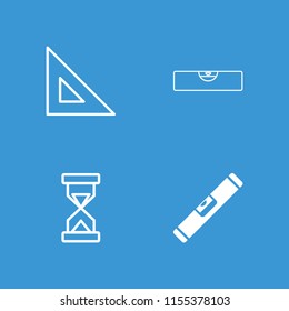 Measure icon. collection of 4 measure filled and outline icons such as ruler, hourglass. editable measure icons for web and mobile.