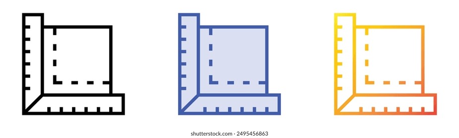 measure icon. Linear, Blue Fill and Gradient Style Design Isolated On White Background