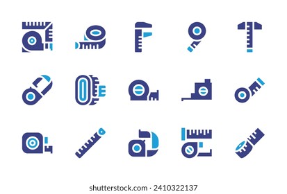 Measure icon set. Duotone color. Vector illustration. Containing measuring tape, rulers, ruler, measure, measure tape, tape measure.