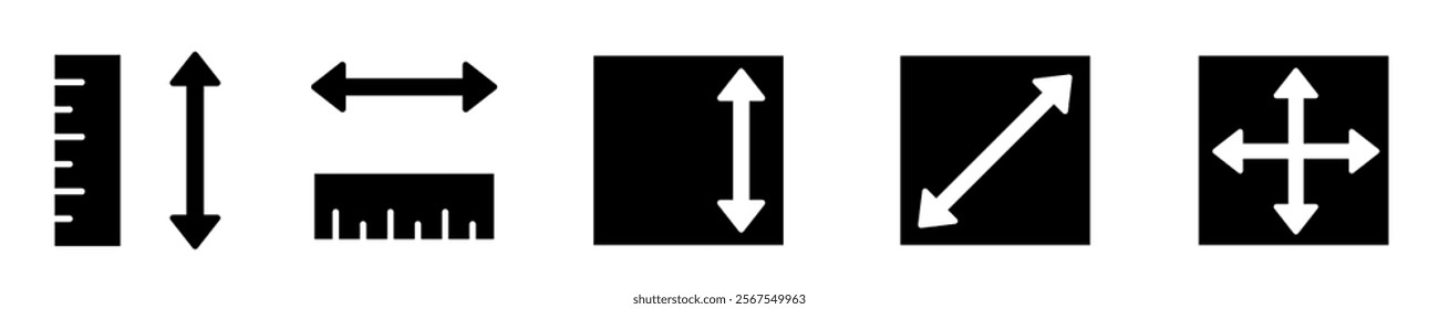 Measure icon set. Size icon