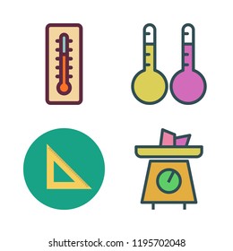 measure icon set. vector set about scale, thermometer, thermometers and set square icons set.