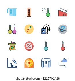 measure icon set. vector set about thermometers, tonometer, loss and protractor icons set.