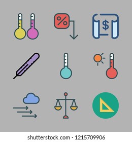 measure icon set. vector set about temperature, thermometers, pressure and scale icons set.