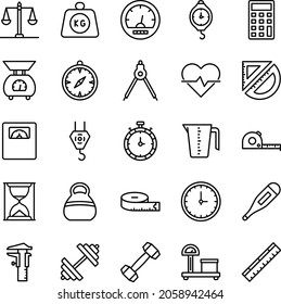 Measure icon set - vector illustration . measuring, measurement, scale, ruler, meter, weight, kg, balance, thin line icons .