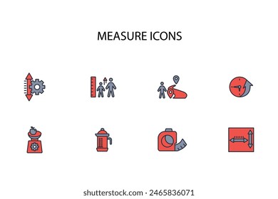 Conjunto de iconos de medida.Vector.Trazo editable.signo de estilo lineal para utilizar Diseño web,logotipo.Ilustración de símbolo.