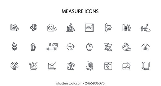 Measure icon set.vector.Editable stroke.linear style sign for use web design,logo.Symbol illustration.