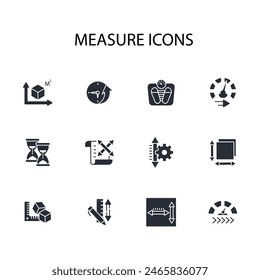 Measure icon set.vector.Editable stroke.linear style sign for use web design,logo.Symbol illustration.