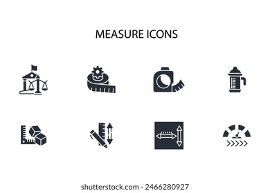 Measure icon set.vector.Editable stroke.linear style sign for use web design,logo.Symbol illustration.
