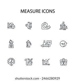 Measure icon set.vector.Editable stroke.linear style sign for use web design,logo.Symbol illustration.