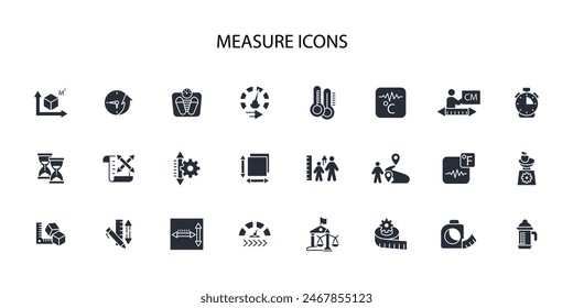 Measure icon set.vector.Editable stroke.linear style sign for use web design,logo.Symbol illustration.