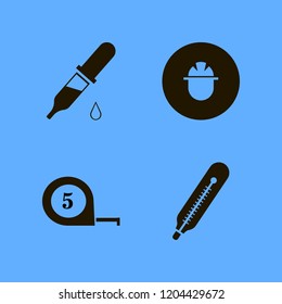 measure icon. measure vector icons set thermometer, dropper pipette, tape measure and builder