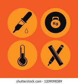 measure icon. measure vector icons set ruler and pencil, temperature, weight and dropper pipette