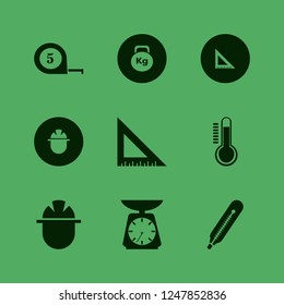 measure icon. measure vector icons set thermometer, builder, ruler and kitchen scale