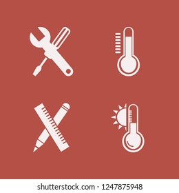 measure icon. measure vector icons set ruler and pencil, temperature sun, wrench screwdriver and temperature