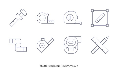 Messen Sie Symbole. bearbeitbarer Strich. Das Kaliber, Messband, Größe, Maßband, Werkzeuge.