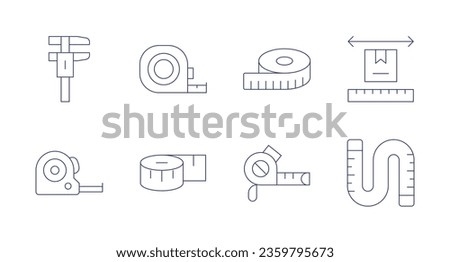 Measure icons. editable stroke. Containing flexometer, caliper, measuring tape, size, tape measure.