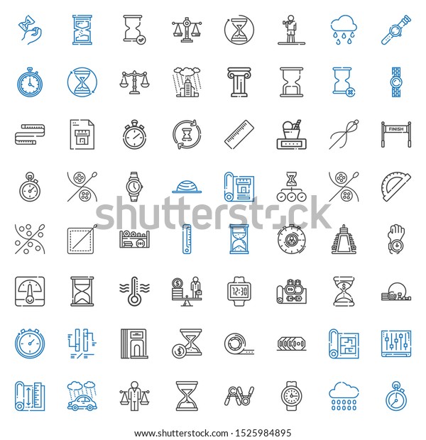 measure
icons set. Collection of measure with stopclock, rain, watch,
exercise, hourglass, balance, blueprint, levels, weight, tape,
divider. Editable and scalable measure
icons.