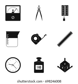 Measure instrumentation icon set. Simple style set of 9 measure instrumentation vector icons for web isolated on white background