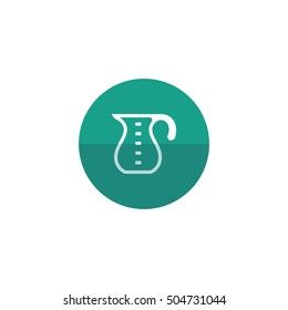 Measure jug icon in flat color circle style. Cooking utensil glass liquid kitchen