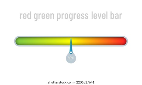 Measure the level with a green red gradient and a percentage arrow on the side. Progress indicator bar template. Creative vector illustration for infographics on the site.