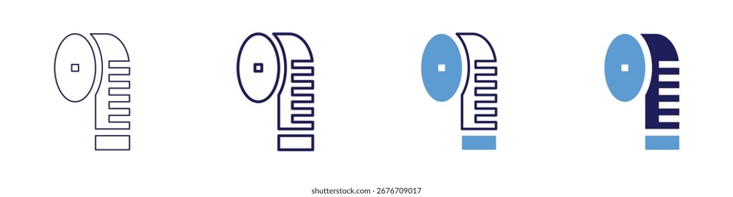 Icono de nivel de medida en 4 estilos diferentes. Línea delgada, línea, línea en negrita, duotono. Estilo duotono. Trazo editable.