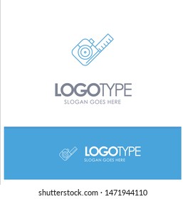 Measure, Measuring, Tape, Tool Blue outLine Logo with place for tagline