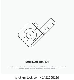 Measure, Measuring, Tape, Tool Line Icon Vector