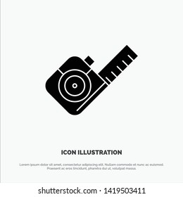Measure, Measuring, Tape, Tool solid Glyph Icon vector