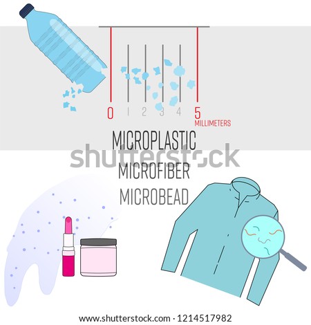 Measure millimeter on a ruler showing less than 5 mm. Size of microplastic. Type of microplastic concept. Vector illustration.