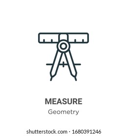 Icono de vector de contorno de medida. Icono de medida en negro de línea delgada, ilustración de elemento simple vectorial plano a partir del concepto de geometría editable trazo aislado en fondo blanco