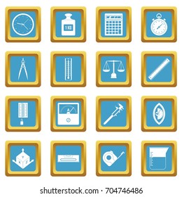 Measure precision icons set in azur color isolated vector illustration for web and any design
