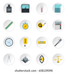 Measure precision icons set in flat style isolated vector icons set illustration