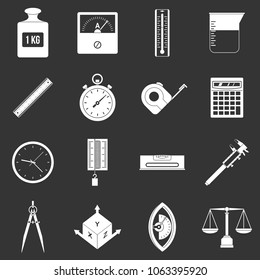 Measure precision icons set vector white isolated on grey background 