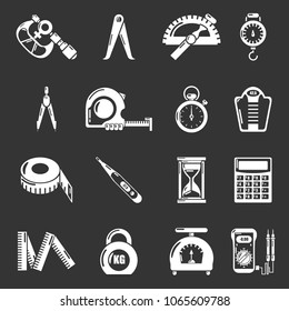 Measure precision icons set vector white isolated on grey background 