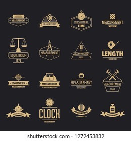 Measure precision logo icons set. Simple illustration of 16 measure precision logo vector icons for web