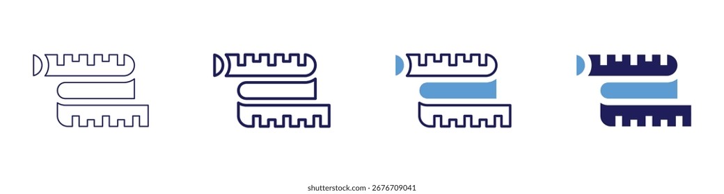 Ícone Medir qualidade em 4 estilos diferentes. Linha Fina, Linha, Linha Negrito, Duotônico. Estilo duotônico. Traçado editável.