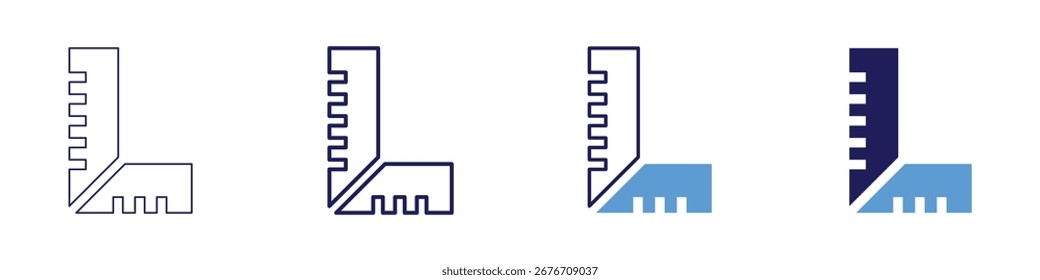 Ícone Medir prontidão em 4 estilos diferentes. Linha Fina, Linha, Linha Negrito, Duotônico. Estilo duotônico. Traçado editável.