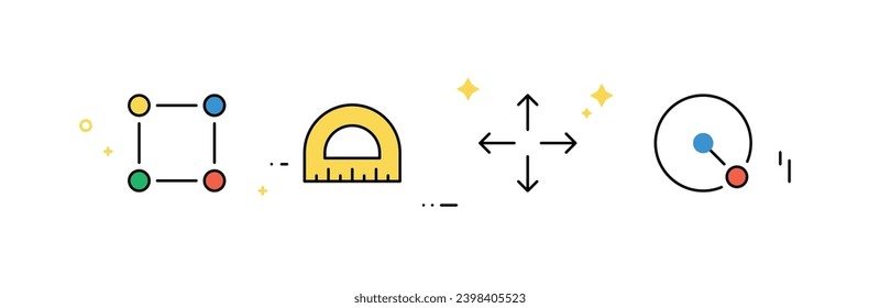 Measure, resize, radius, depth, area, diameter vector illustration.