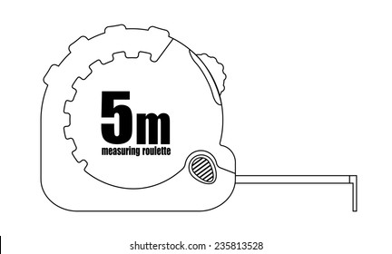 Measure roulette icon. Contour lines. Vector clip art illustration isolated on white