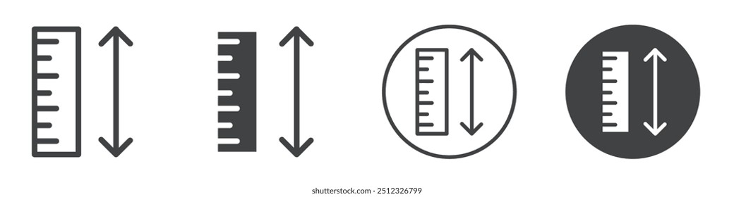 Measure ruler icon Vector logo outline