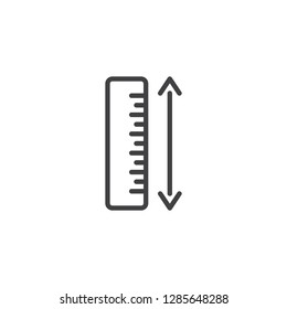 Measure Ruler Line Icon. Linear Style Sign For Mobile Concept And Web Design. Ruler And Arrow Outline Vector Icon. Symbol, Logo Illustration. Pixel Perfect Vector Graphics