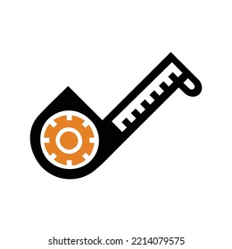 Icono de herramienta de cinta de regla de medida | Ilustración del vector negro |