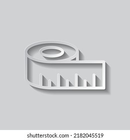Measure simple icon vector. Flat design. Paper style with shadow. Gray background.ai