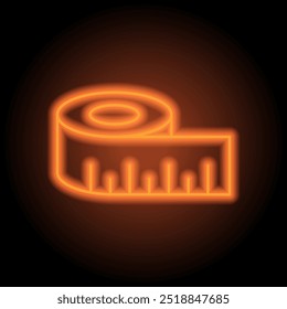 Measure simple icon vector. Flat design. Orange neon on black background.ai