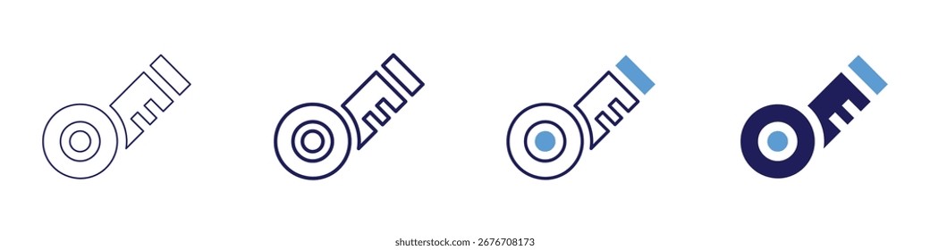 Messen Sie die Geradheit Symbol in 4 verschiedenen Stilen. Dünne Linie, Linie, Fette Linie, Duotone. Duotone-Stil. Bearbeitbarer Strich.
