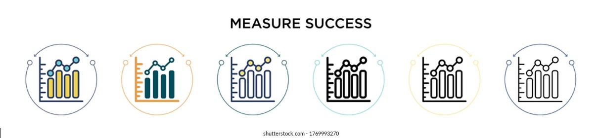 Measure success icon in filled, thin line, outline and stroke style. Vector illustration of two colored and black measure success vector icons designs can be used for mobile, ui, web