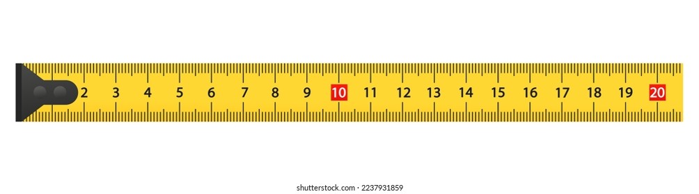 Measure tape with cm. Yellow ruler with scale metric. Tapeline with millimeter, centimeter and meter. Metal long measure tape with professional precision for construction and carpentry