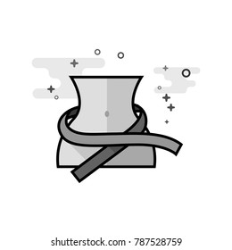 Measure tape icon in flat outlined grayscale style. Vector illustration.